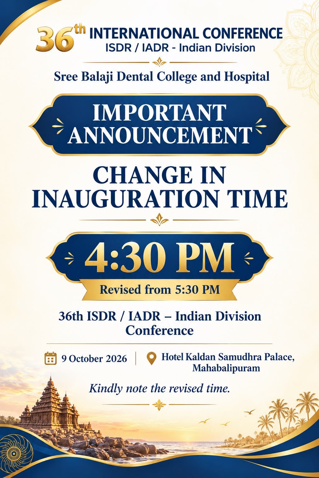Updated Inauguration Schedule